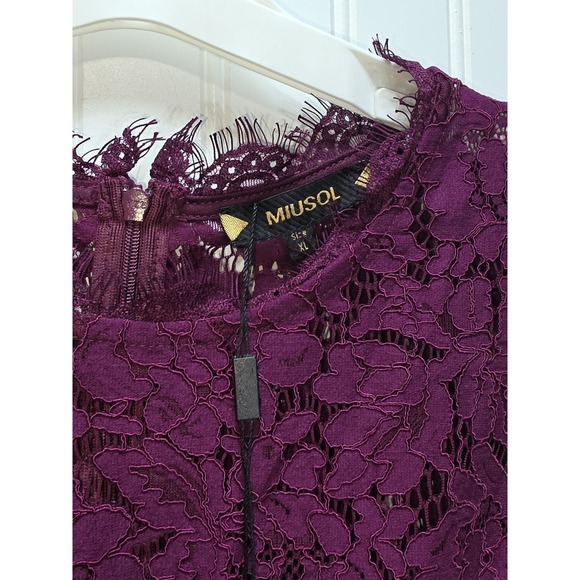Miusol Magenta Women's Retro Lace Sleeveless Plus Size Xl - Picture 6 of 8